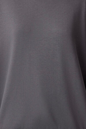 Kadın Moda Şık Bol Bisiklet Yaka Düşük Kol Uzun Yumuşak Tuşeli Geniş Kesim Örme Sweatshirt