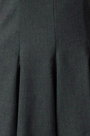 Kadın Moda Şık Mini Boy Bisiklet Yaka Regular Çizgili Eteği Belden Açılan Poliviskon Dokuma Elbise