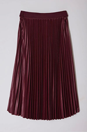 Kadın Moda Stil Midi Astarsız Dokuma Büyük Beden Esnek Lastik Belli Leopar Desenli Piliseli Etek