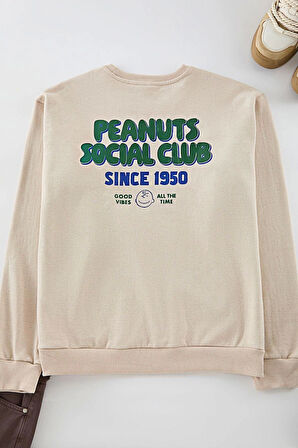 Kadın Moda Şık Bol Bisiklet Yaka Standart Kol Regular Unısex Geniş Kesim Sweatshirt