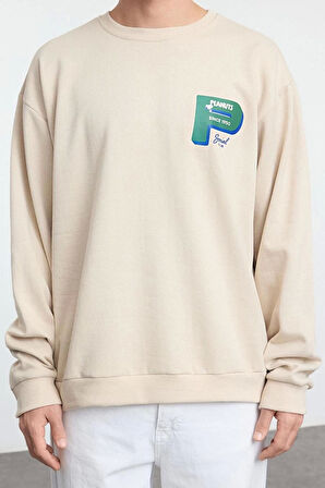 Kadın Moda Şık Bol Bisiklet Yaka Standart Kol Regular Unısex Geniş Kesim Sweatshirt