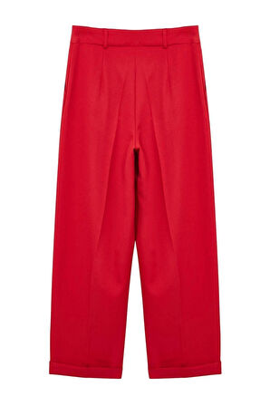 Kadın Yeni Moda Dar Paça Regular Boy Dokuma Balon Kalıp Pantolon