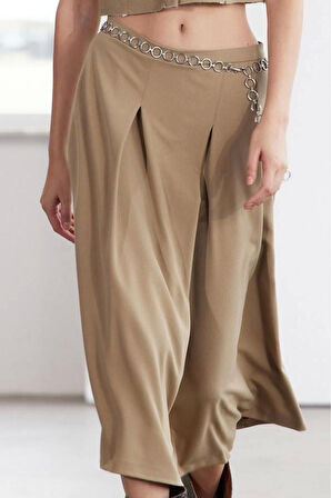 Kadın Moda Stil Midi Astarsız Dokuma Limited Edition Ederli Kumaş Pilili Midi Boy Dokuma Etek