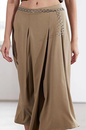 Kadın Moda Stil Midi Astarsız Dokuma Limited Edition Ederli Kumaş Pilili Midi Boy Dokuma Etek