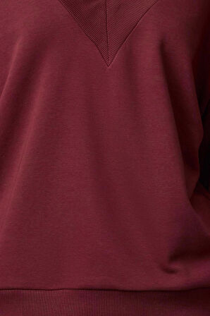 Kadın Moda Şık Bol V Yaka Düşük Kol Uzun Geniş Kalıp Kalın V yaka Örme Sweatshirt