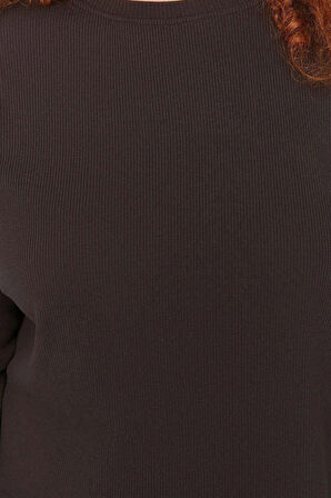 Kadın Moda Şık Büyük Beden Bisiklet Yaka Dar Paça Uzun Kol Pijama Takımı