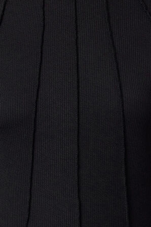 Kadın Standart Bisiklet Yaka Reglan Kol Regular Kalıp Örme Fitted Fermuarlı Biye Fitilli Esnek Bluz