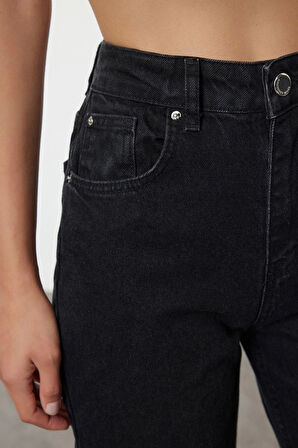 Kadın Moda Şık Kot Pantolon Geniş Paça Uzun Boy Denim Mavi Yüksek Bel Jeans