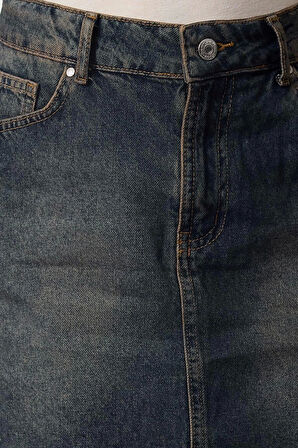 Kadın Moda Stil Mini Astarsız Denim Yüksek Bel Mini Denim Etek