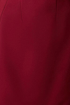 Kadın Moda Şık Mini Boy Kayık Yaka Fitted Kemerli Vücuda Oturan Dokuma Elbise