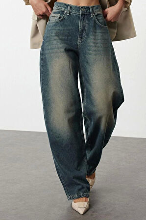 Kadın Moda Şık Kot Pantolon Geniş Paça Uzun Boy Denim Soluk Vintage Normal Bel Skater Jeans