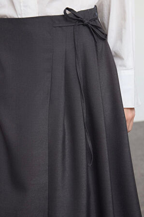 Kadın Moda Stil Maxi Astarsız Dokuma Tesettür Pili Detaylı Dokuma Etek