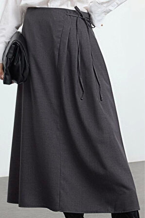 Kadın Moda Stil Maxi Astarsız Dokuma Tesettür Pili Detaylı Dokuma Etek
