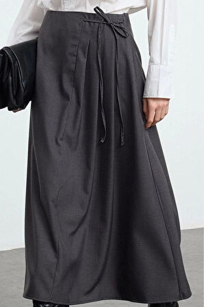 Kadın Moda Stil Maxi Astarsız Dokuma Tesettür Pili Detaylı Dokuma Etek