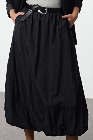 Kadın Moda Stil Maxi Astarsız Dokuma Tesettür Balon Fit Dokuma Etek