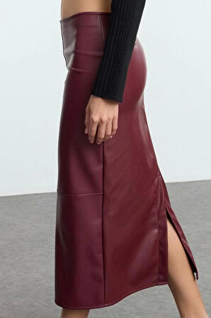 Kadın Moda Stil Maxi Astarsız Örme Yüksek Bel Kalem Vücuda Oturan Yırtmaçlı Etek