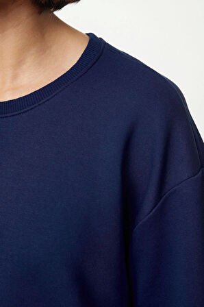Kadın Moda Şık Bol Bisiklet Yaka İspanyol Kol Uzun Geniş Kalıp İspanyol Kol Örme Sweatshirt