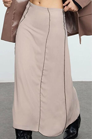 Kadın Moda Stil Maxi Astarsız Dokuma A-line Şifon Kumaş Maxi Boy Etek