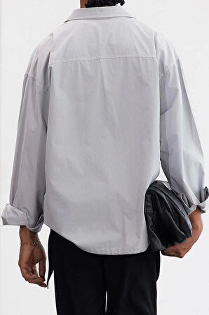 Moda Gömlek Yaka Düz Uzun Kol Limited Edition Oversize Fit Etek Ucu Stoperli Soft Touch Gömlek