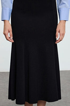 Kadın Moda Stil Midi Astarsız Örme Midi Esnek Örme Balık Etek