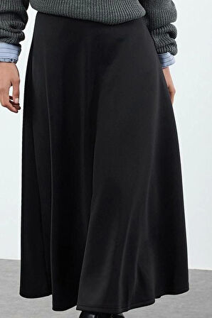 Kadın Moda Stil Midi Astarsız Örme Tesettür Eteği Godeli Örme Etek