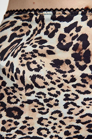 Kadın Moda Stil Maxi Astarsız Örme Zebra Animal Baskılı Beli Lastikli Maxi Kalem Etek