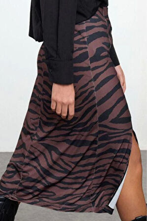 Kadın Moda Stil Maxi Astarsız Örme Animal Baskılı Kalem Esnek Etek
