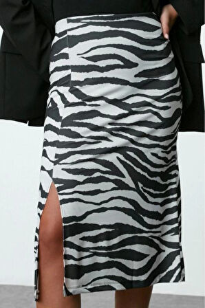 Kadın Moda Stil Maxi Astarsız Örme Animal Baskılı Kalem Esnek Etek