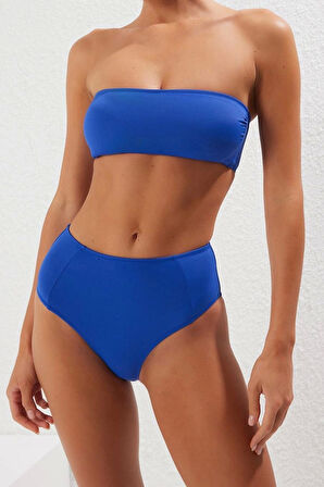 Yeni Leopar Straplez Yüksek Bel Hipster Desenli Straplez Yüksek Bel Hipster Bikini Takımı