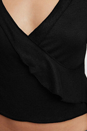 Kadın Regular  Regular Kalıp Örme Anvelop Triko Görünümlü Normal Kalıp Bluz