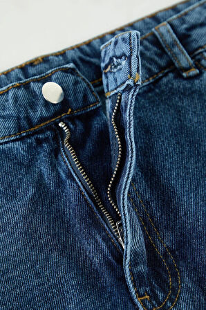 Kadın Moda Stil Midi Astarsız Denim Büyük Beden Yüksek Bel Yırtmaçlı Denim Etek
