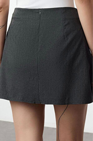 Kadın Moda Stil Mini Astarsız Dokuma Plise ve Kurdele Detaylı Mini Boy Dokuma Etek