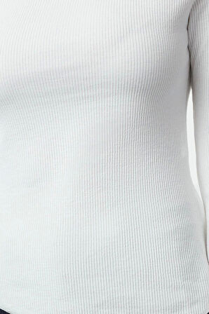 Kadın Moda Şık Üst Giyim Uzun Kayık Yaka Slim Kalıp Örme Drapeli Asimetrik Esnek Bluz