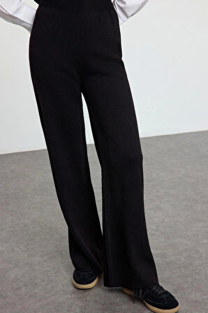 Kadın Moda Şık Regular Uzun Boy Uzun Kollu Düğme Detaylı Yelek-Pantolon Triko Alt-Üst Takım