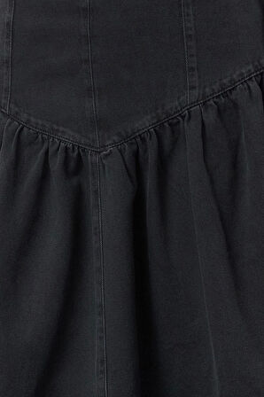 Kadın Moda Stil Maxi Astarsız Denim Maxi Denim Etek