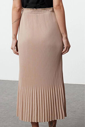Kadın Moda Stil Maxi Astarsız Örme Tesettür Piliseli Uzun Esnek Örme Etek