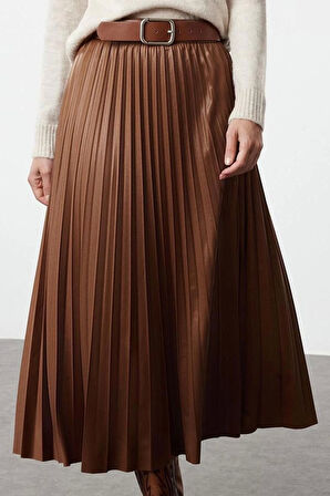 Kadın Moda Stil Maxi Astarsız Örme Tesettür Piliseli Uzun Esnek Örme Etek