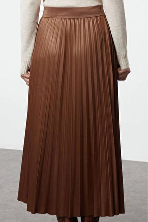 Kadın Moda Stil Maxi Astarsız Örme Tesettür Piliseli Uzun Esnek Örme Etek