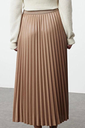Kadın Moda Stil Maxi Astarsız Örme Tesettür Piliseli Uzun Esnek Örme Etek