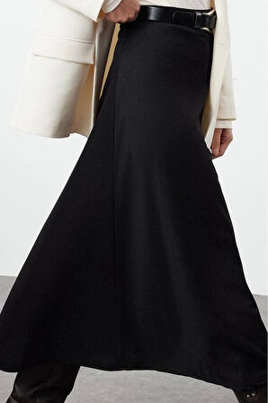 Kadın Moda Stil Maxi Astarsız Örme Tesettür Uzun Esnek Örme Etek