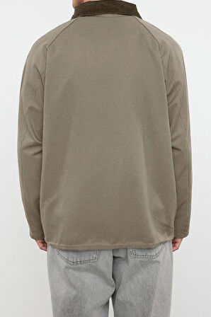 Unisex Moda Şık Regular Ceket Yaka Standart Düz Astarlı Regular Fit Kadife Yaka Detaylı Mont