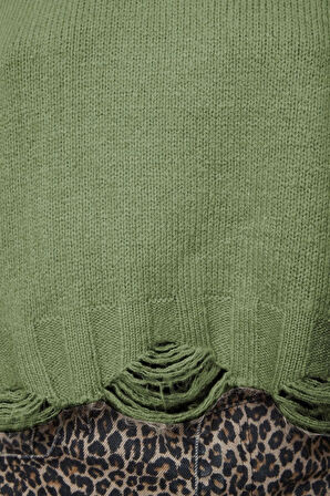 Kadın Moda Şık Bisiklet Yaka Düşük Kol Crop Süper Geniş Kalıp Yumuşak Dokulu Triko Kazak