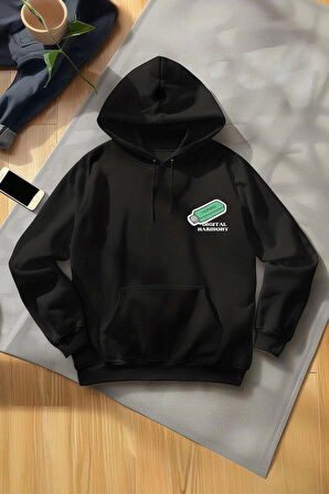 Unisex Moda Şık Regular Kapüşonlu Standart Kol Standart Normal Kesim Sıcak Tutan Baskılı Sweatshirt