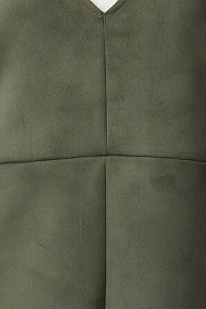 Kadın Moda Şık Mini Boy V Yaka Slim Jile Süet Örme Elbise