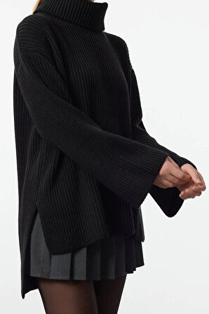 Kadın Moda Şık Balıkçı Yaka Standart Kol Regular Triko Kazak