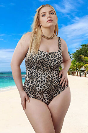 Konforlu Modern Desenli Büyük Beden Mayo Özgüvenli Stil Deniz Kıyafeti