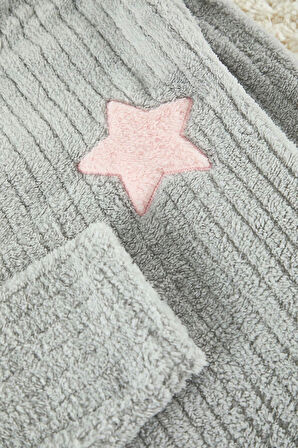 Kadın Bisiklet Yaka Boru Paça Uzun Kol Yıldız Nakışlı Çizgili Kışlık Wellsoft Örme Pijama Takımı