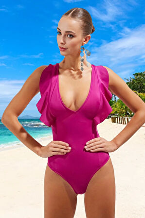 Modern Derin V Yaka Mayo Banyo Kıyafeti Havuz Mayosu Ergonomik Kesim