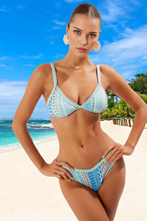 Modern Desenli Bikini Takımı Plaj Ve Havuz İçin Yüksek Konfor Özel Tasarım Klora Dayanıklı