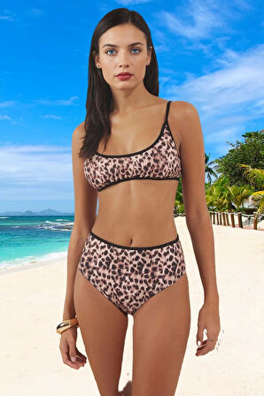 Modern Desenli Bikini Takımı Su Sporları İçin Esnek Kumaş Plaj Ve Havuz